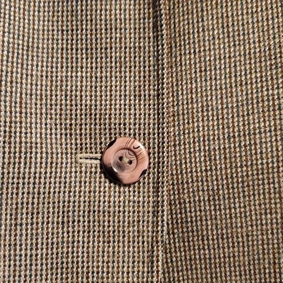 Lee Parker Vintage Brown Pinstripe Pure Wool 2 Button Blazer Est Size S/M - Picture 3 of 14